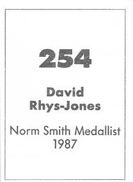 1990 Select AFL Stickers #254 David Rhys-Jones Back
